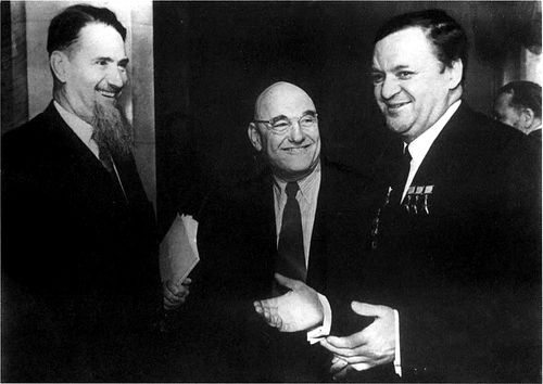 1959 год. 21 съезд КПСС. И.В.Курчатов, Б.Л.Ванников и К.И.Щелкин