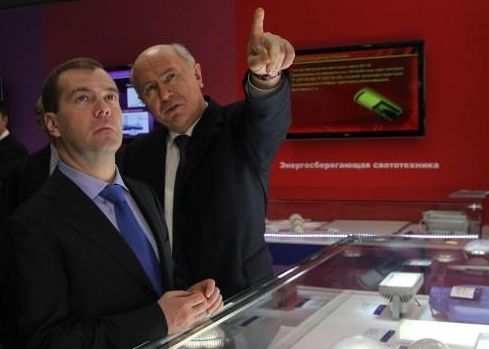 Президент Мордовии Н.Меркушикин и Президент России Д.Медведев в саранском технопарке