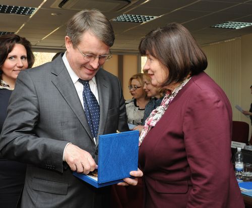 В.Костюков и Н.Якунина после совещания